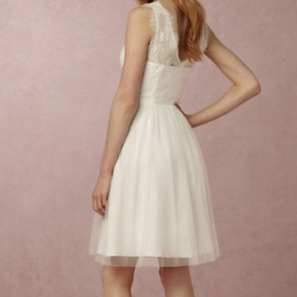 white BHLDN + HITHERTO Fleur Tulle Dress perfect for elopement or rehearsal! - Picture 8 of 11